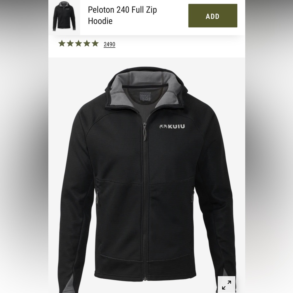 KUIU Peloton 240 Full Zip Hoodie, black, sold out. GUC men’s Xl